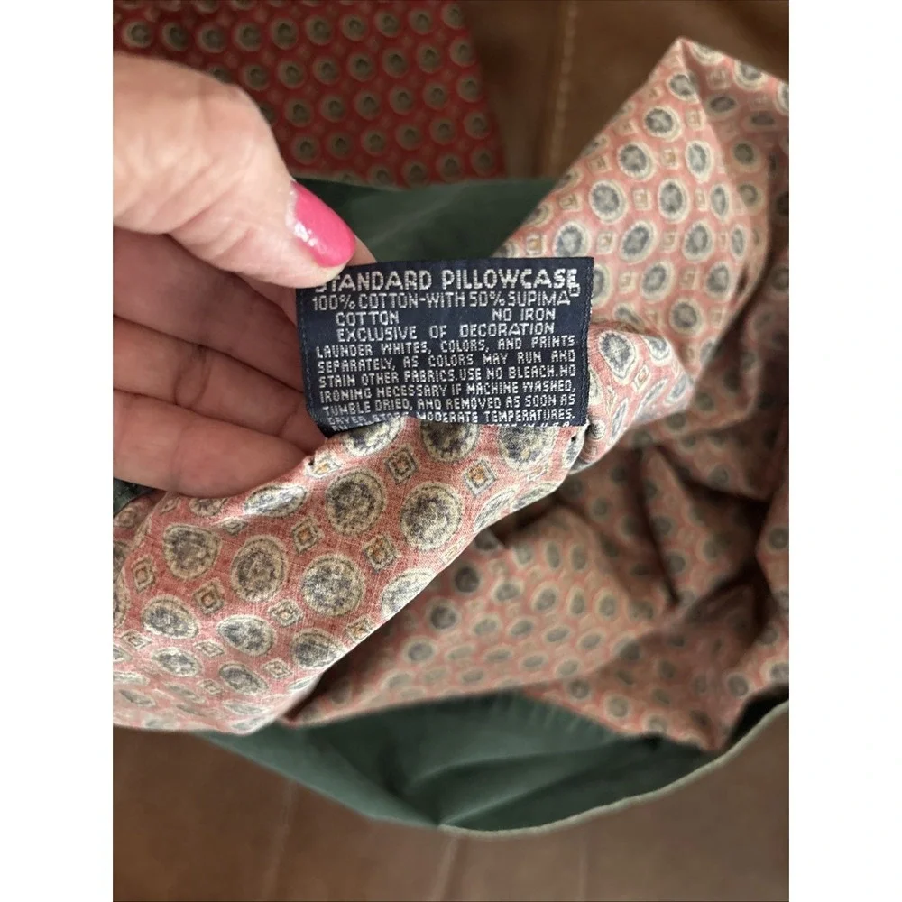 Ralph Lauren Wilkes Foulard Equestrian Green Red pillowcase Some Fading set /2
